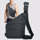 Fashion Men Canvas Chest Bag Simple Messenger Bag Crossbody Bag Black