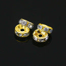 100PCs Golden Clear Crystal Rhinestone Rondelle Spacer Beads DIY 6mm
