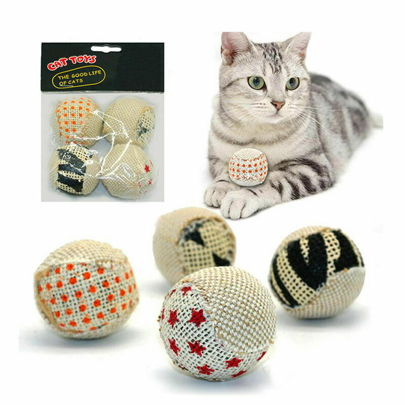 Kitten Cats Pet Soft Sisal Ball Teaser Play Chewing Rattle Catch Toys~. Scr R2V2
