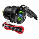Quick Charge Car Charger Socket QC3.0 Socket LED Voltmeter Boat Black+Blue
