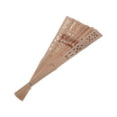 Folding Wooden Carved Sunflower Print Fragrant Hand Fan M5Y9