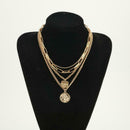 Fashion Multi Layer Necklace Coin Pendant Clavicle Chain Retro Jewelry Gift
