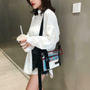 Transparent PVC Shoulder Messenger Bag Unisex Casual Crossbody Bags (Red)