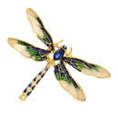 Colorful Women Dragonfly Crystal Drip Brooch Enamel Insect Lapel Pin (Blue)