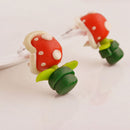 1 Pair Handcraft Polymer Clay Super Mario Piranha Plant Corpse Flower Studs I9Y8
