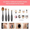 4pcs Woman Toothbrush Foundation Brushes Make Up Brushes Set Face Powder Bl