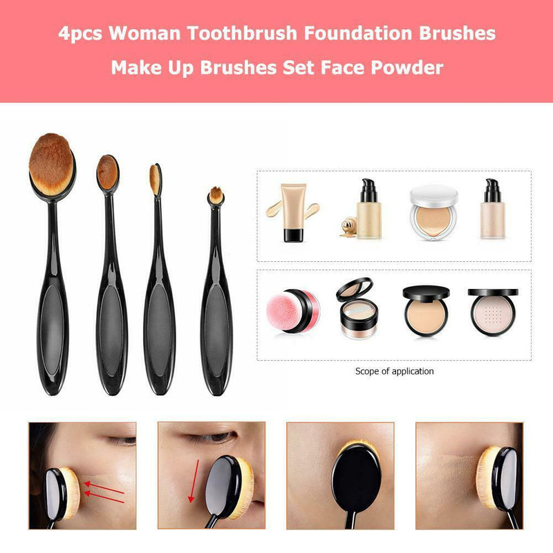 4pcs Woman Toothbrush Foundation Brushes Make Up Brushes Set Face Powder Bl
