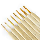 8 x Bamboo Handle Alumina Head Crochet Hooks Needles Marked Size 2.5mm-6mm