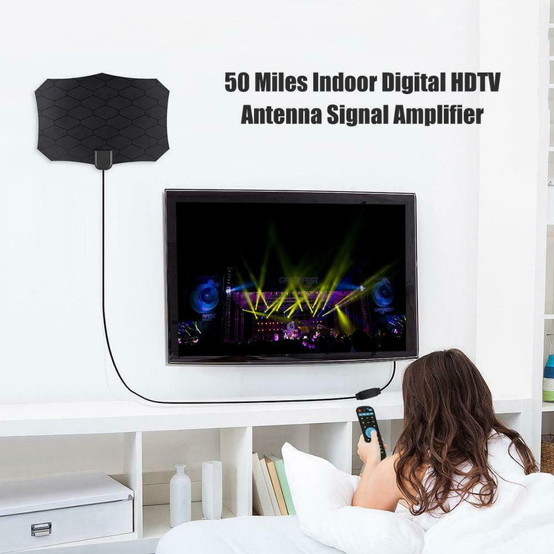 50 Miles Indoor Digital HDTV Antenna Signal Amplifier Booster TV Aerial
