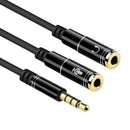 1 Male to 2 Female 3.5mm Audio Cable Headphone Mic AUX Y Splitter Adapter