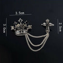 Fashion Men's Rhinestone Black Tie Tack Chain Suit Pin Lapel Brooch Accessories