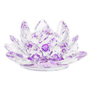 4" Crystal Glass Lotus Flower with Gift Box Feng Shui Ornament Decor Purple