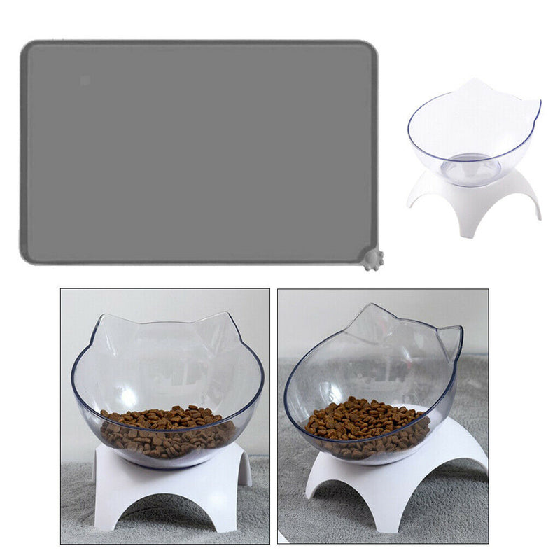 1 Set  Cat Elevated Bowls Raised Feeder +Silicone Feeder Mat With Stand