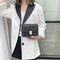 Solid Color Women PU Leather Shoulder Bag Flap Chain Messenger Bag (Black) A#S