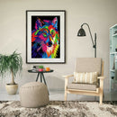 5D DIY Full Round Drill Diamond Painting Colorful Wolf Cross Stitch Mosaic