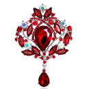 Rhinestone Alloy Brooch Crown Glass Women Corsage Badges Jewelry (Red) A