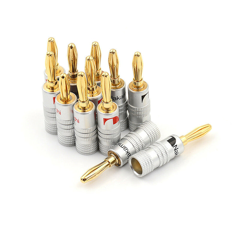 12Pcs Golden Nakamichi Speaker Banana Plug Connector Adapter Connectors OhB Gw