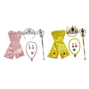 2 Sets Girls Princess Costume Accessories Gloves Wand Tiara Jewelry 6/set