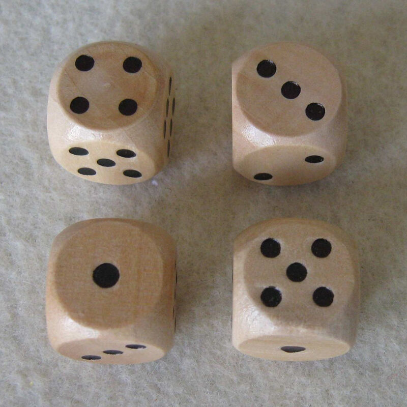 6 Pcs 16mm Wooden Wood Dice Game Natural Single Dice Board Games