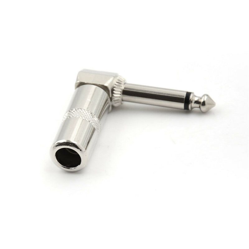 2pcs 1/4" 6.35mm 90 Degree Angle Male Mono Phone Plug Guitar Audio Connectors JR
