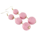 Fringe Earrings Triple Ball Thread Wrapped Stud Earring Long Tassel For Wom