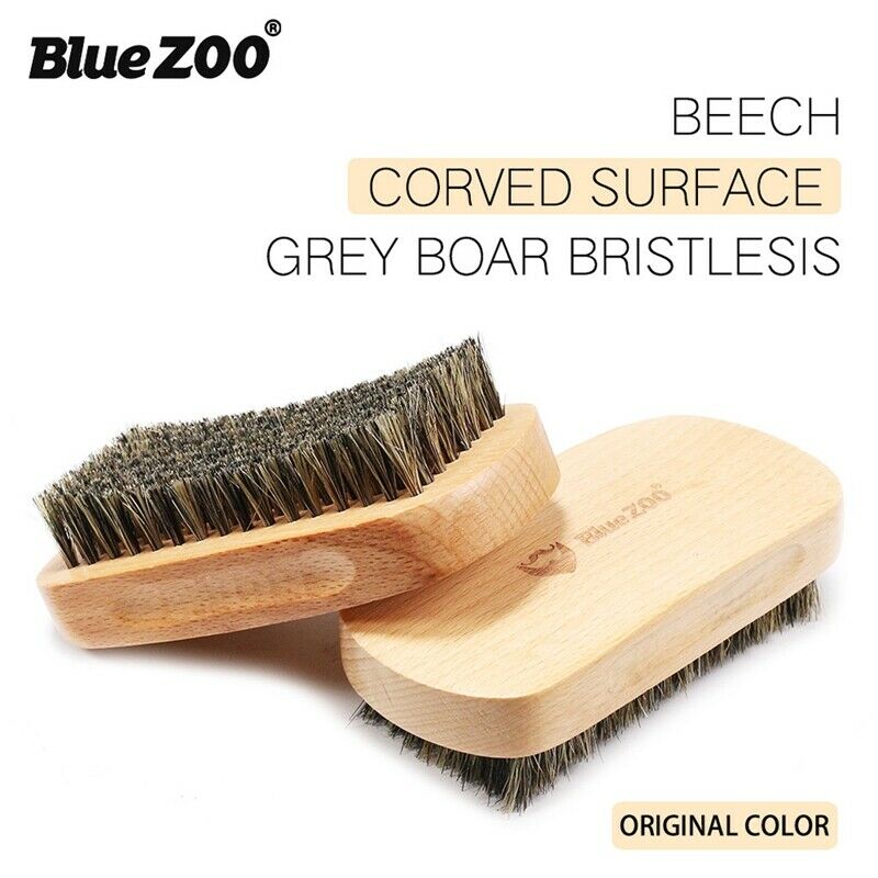 Blue Zoo Men Boar Hair Bristle Beard Mustache Brush Hard Oval Wood Male Bru X8W7