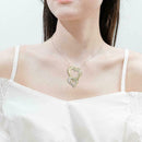 Delicate Zircon Footprint 2 Hearts Pendant Necklace for Couple Fashion Jewe R7R2