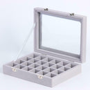 24 Grid Velvet Women Jewelry Packaging Boxes Ring Earrings Organizer Case A