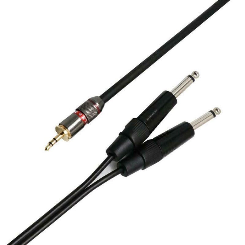1x 3.5mm 1/8" To 6.35mm 1/4" Mono Stereo Plug Splitter Cable Black