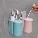 Blue Magnetic Bathroom Set Suction Cup Toothbrush Holder with Wash Cup HangiL2B6