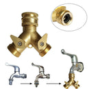 Brass Hose Three Way Garden Tap Hose Pipe Splitter Faucet Connector Adaptor 1pc
