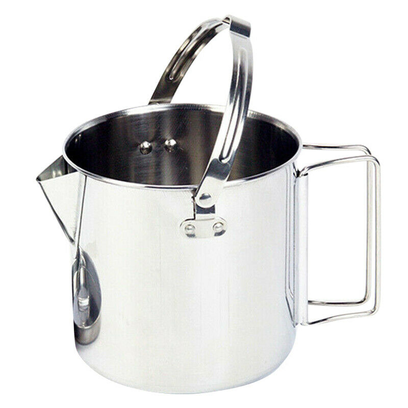 1.2L Outdoor Stainless Steel Kettles Camping Portable Boil Water Hanging Po