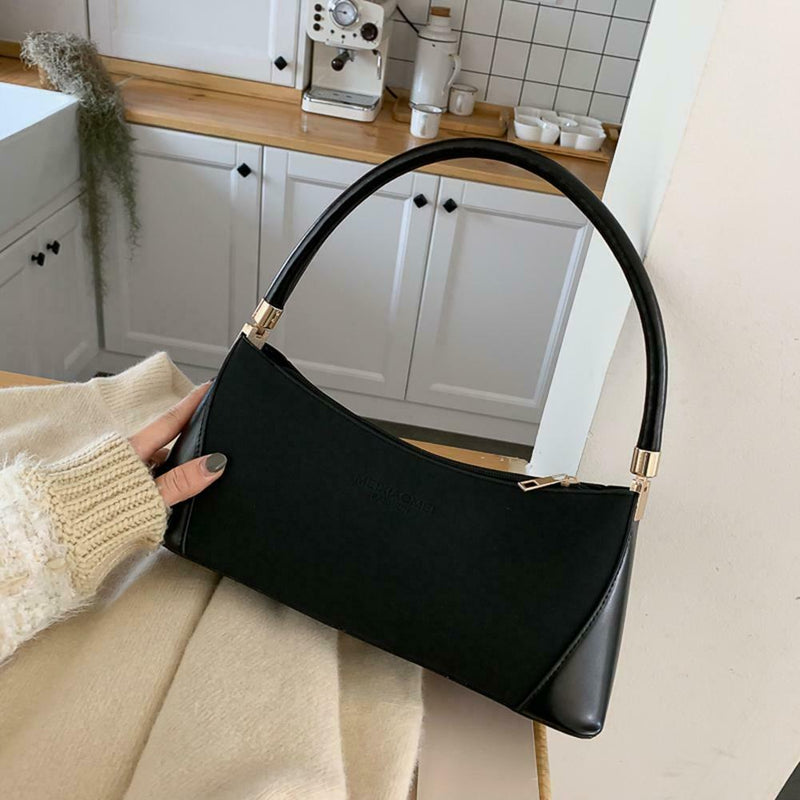 Fashion Women Handbag PU Leather Shoulder Shopping Bag Elegant Tote (Black) A