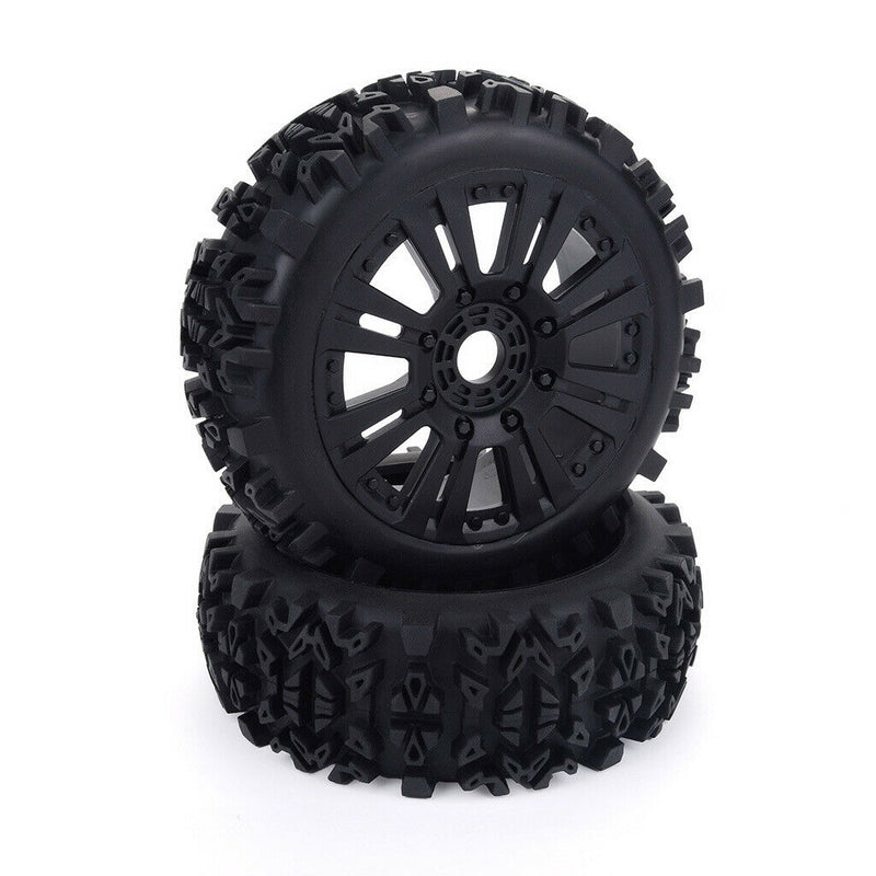 2 Pieces RC Buggy Wheel Rim Rubber Tires for 1/8 RC Car Truggy Accessory