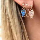 3Pcs/Set Fashion Women Bohemian Sea Fish Crystal Dangle Stud Earrings Jewelry 3C