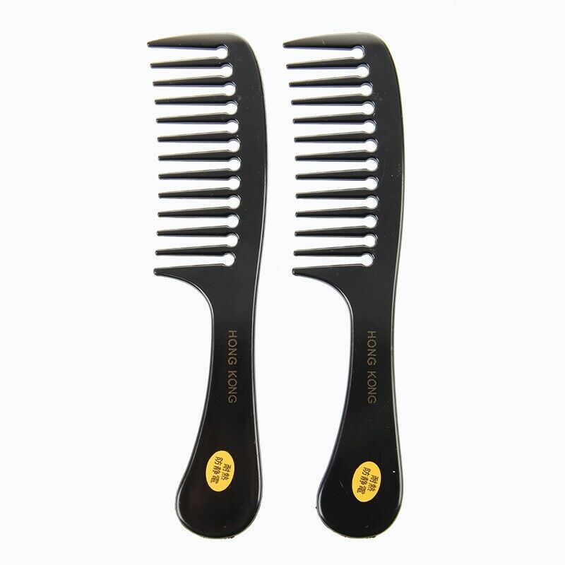 2 Pcs Hairstyle DIY Wide Tooth Plastic Curly Hair Care Handgrip Comb 9" S7E2