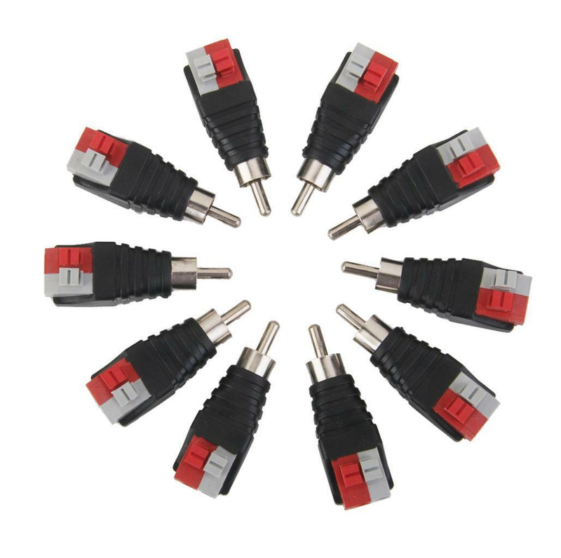 10x Speaker Wire Cable to Audio Male RCA Connector Adapter