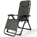 Patio Sling Chair Fabric Cloth Grey Rhombus with Laces in Black