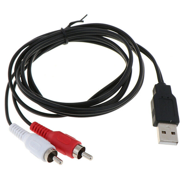 Dual RCA Male to USB Male A Composite Adapter Audio Video Data Extension CabME