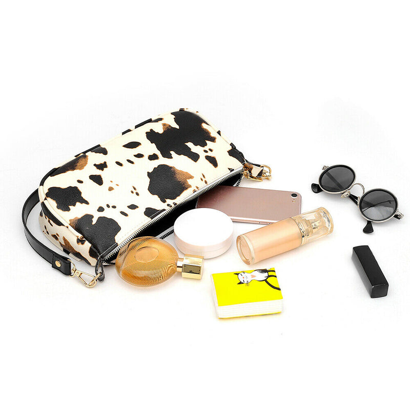 Women Handbag Cow Milk PU Leather Lady Underarm Shoulder Tote Bag (Beige)