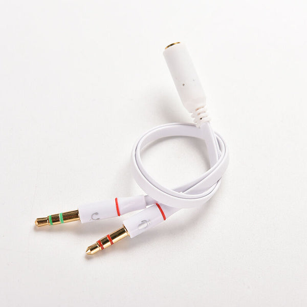 3.5mm Headphone Mic Audio Cable Female to Dual Male Converter Adapter For PC  TE