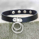 Sexy Women's Classic Punk Rock Double O RING Leather Collar Choker Necklace Gift