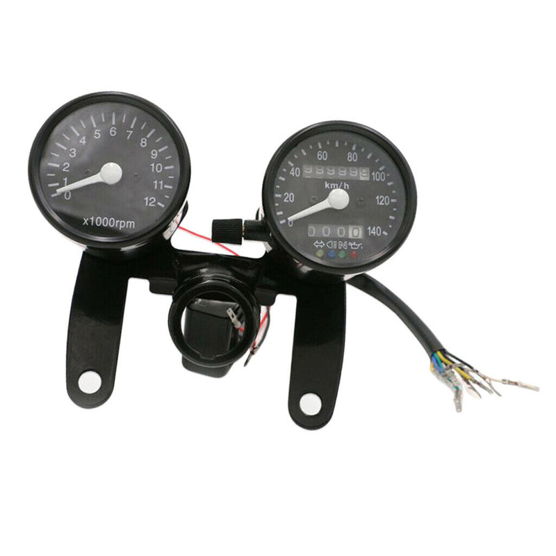 Motorcycle LED Tachometer+Odometer Speedometer Gauge KMH for Cruiser Chopper