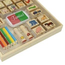 Kids Wooden Stamp Set Arts and Crafts Set for DIY Scrapbooking Card Making