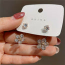 Exquisite Zircon Crystal Flower Earrings Hoop Drop Dangle Women's Jewelry Gifts