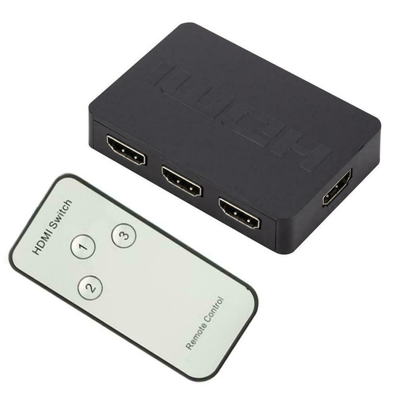HDMI Splitter 3 Port Hub Box 3 in 1 Out Switcher 1080P HD w/ Remote Control