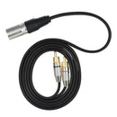 2X Dual RCA Male Plug To XLR 3-Pin Male Jack Audio Cable Connector