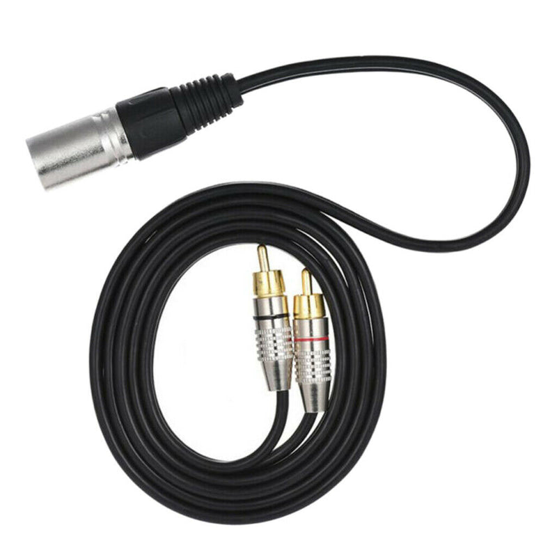 2X Dual RCA Male Plug To XLR 3-Pin Male Jack Audio Cable Connector