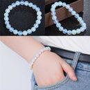 8mm Round Crystal Moonstone Natural Stone Stretched Beaded Bracelet for Women ES