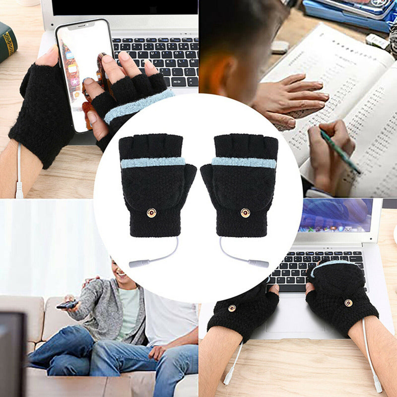 Unisex Hand Warmers Heated Gloves Rechargeable, USB Portable Perfect for